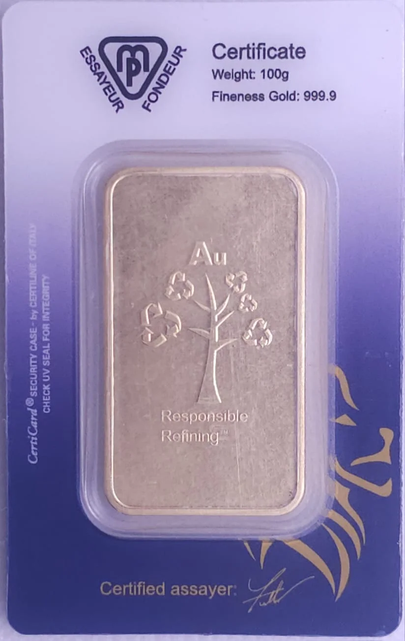 100g Metalor Minted Gold Bar (Lion Head Assay) image 2