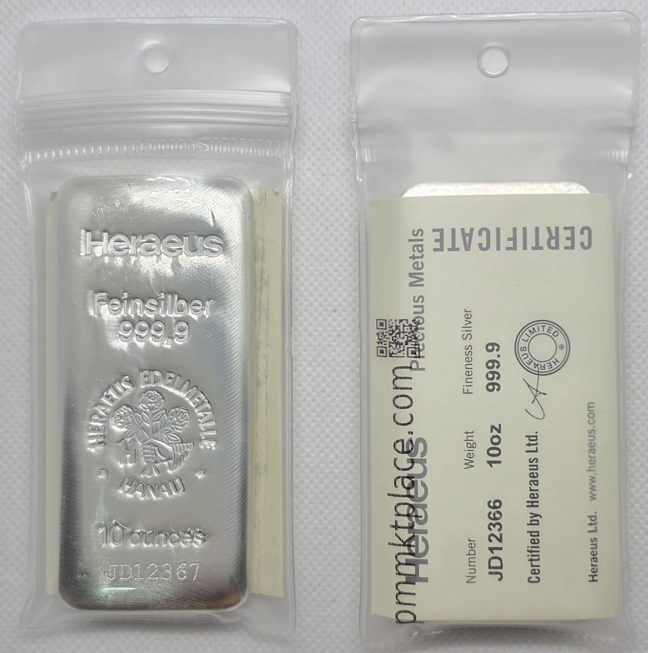 10oz Heraeus Silver Cast Bar image 3