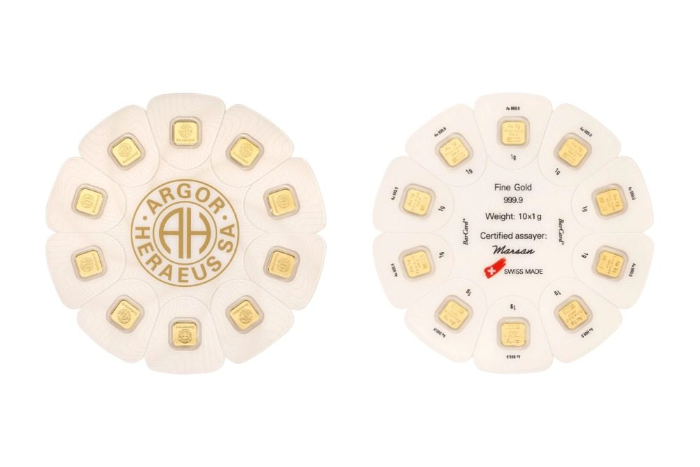 10x 1g Argor Heraeus GoldSeed