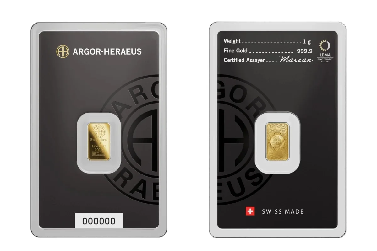 1g Argor Heraeus Gold Bar (Classic)