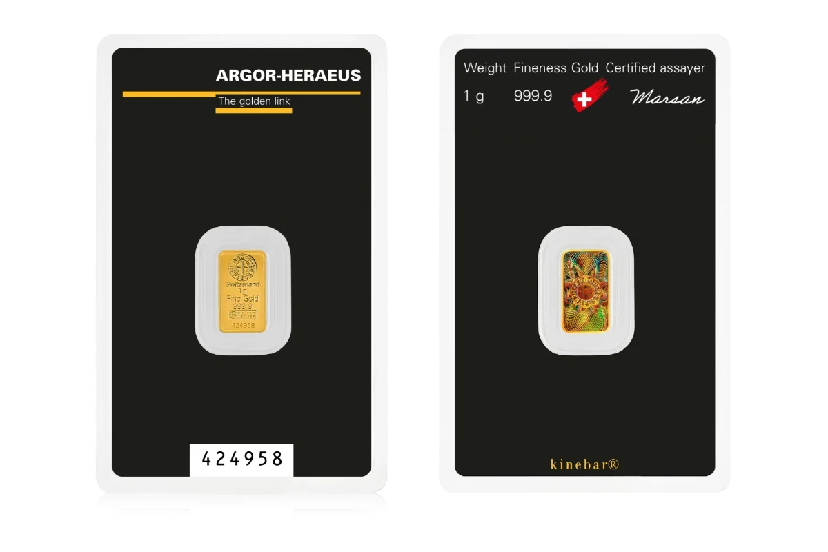 1g Argor Heraeus Gold Kinebar