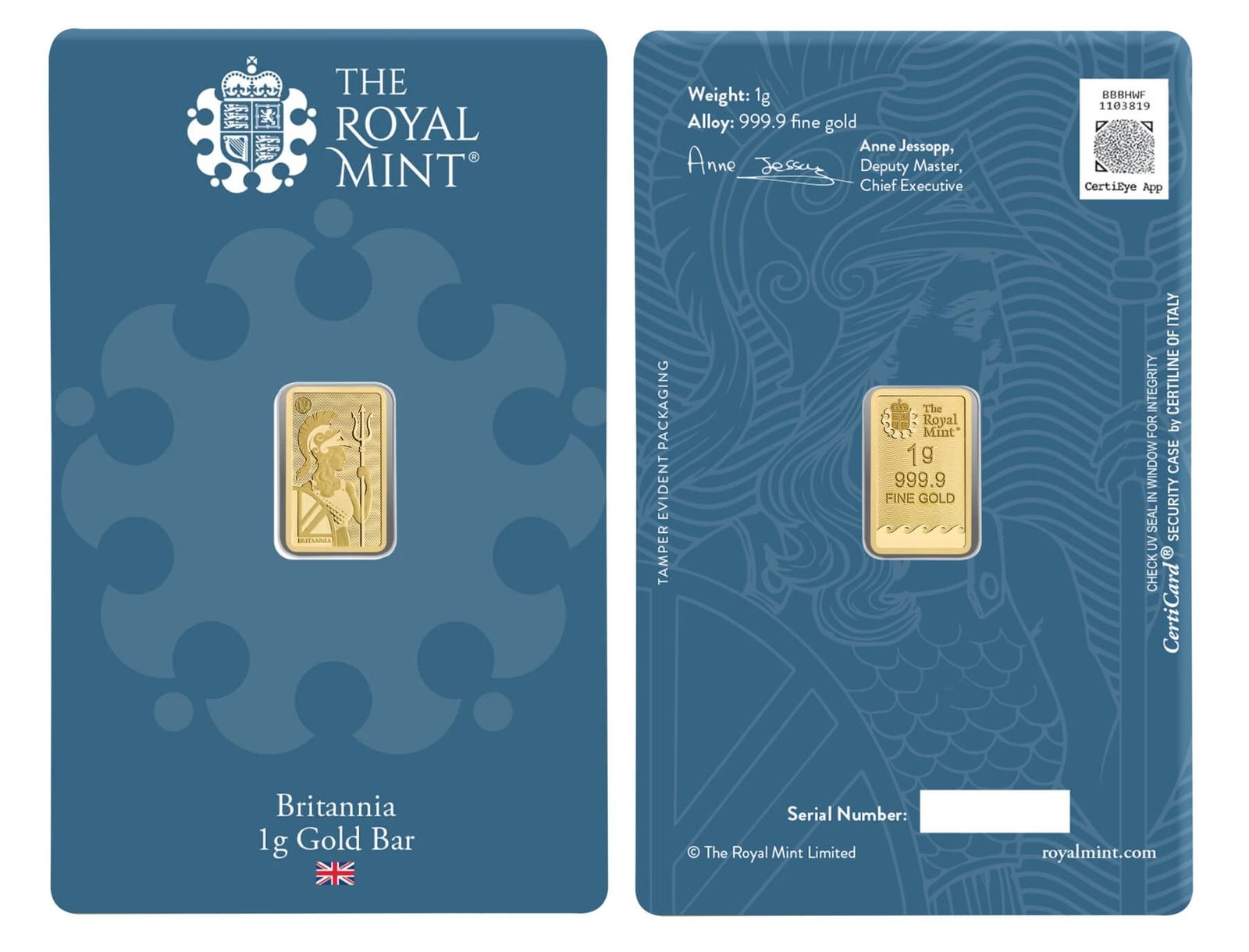 1g Britannia Gold Bar