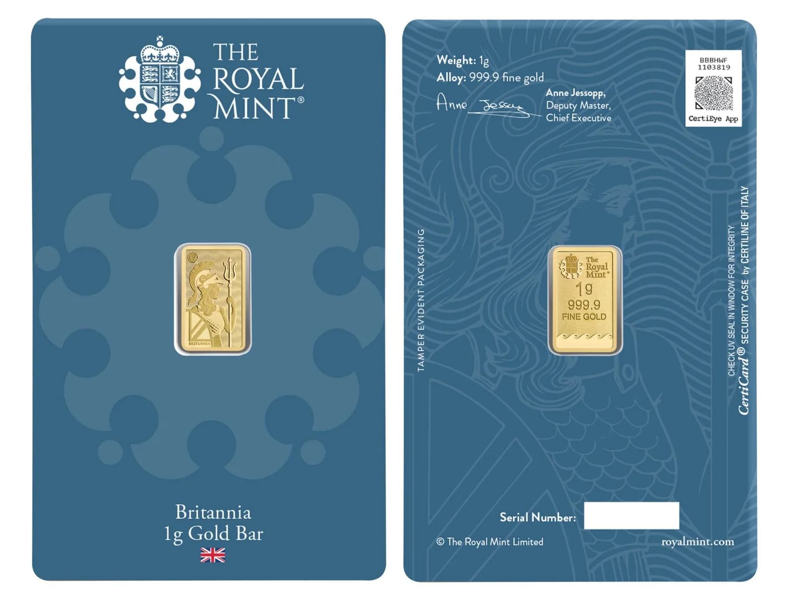 1g Britannia Gold Bar