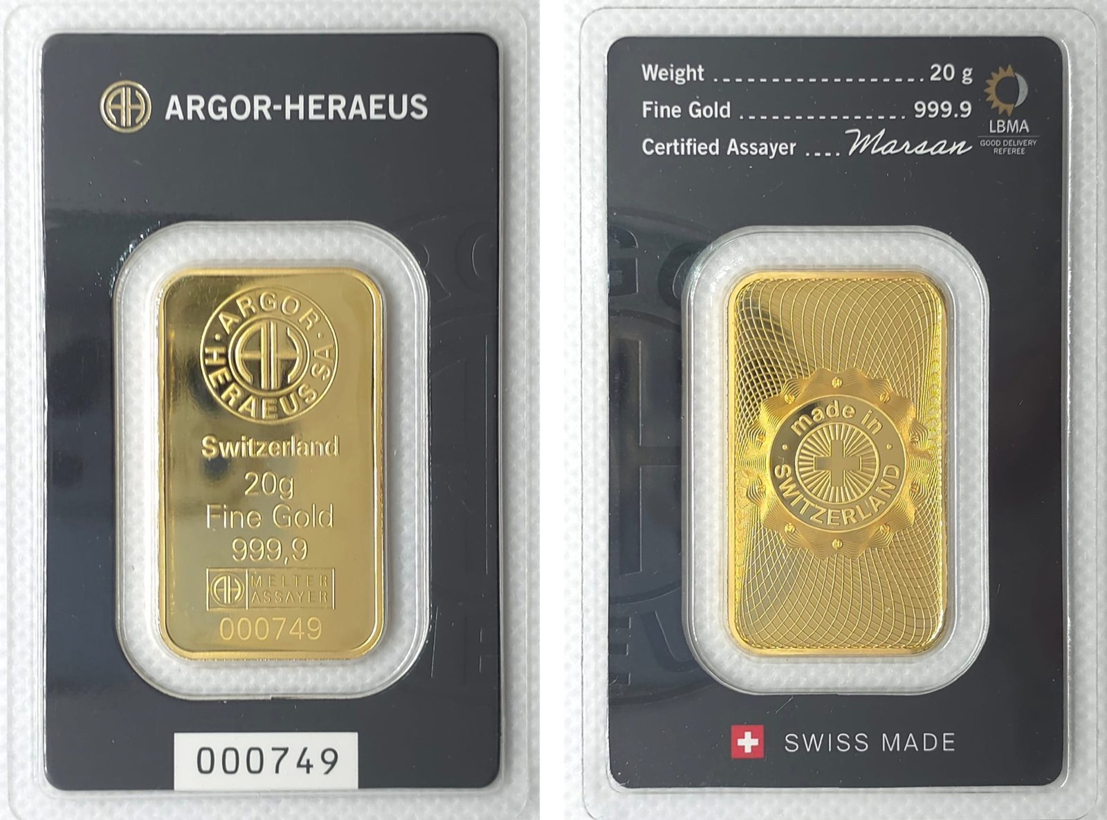 20g Argor Heraeus Gold Bar (Classic) image 4