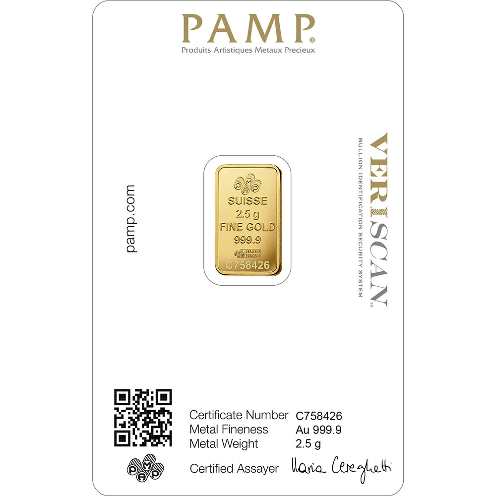 2 pcs set - 2.5G PAMP GOLD BAR image 2