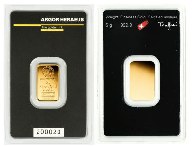 5g Argor Heraeus Gold Bar (Classic)