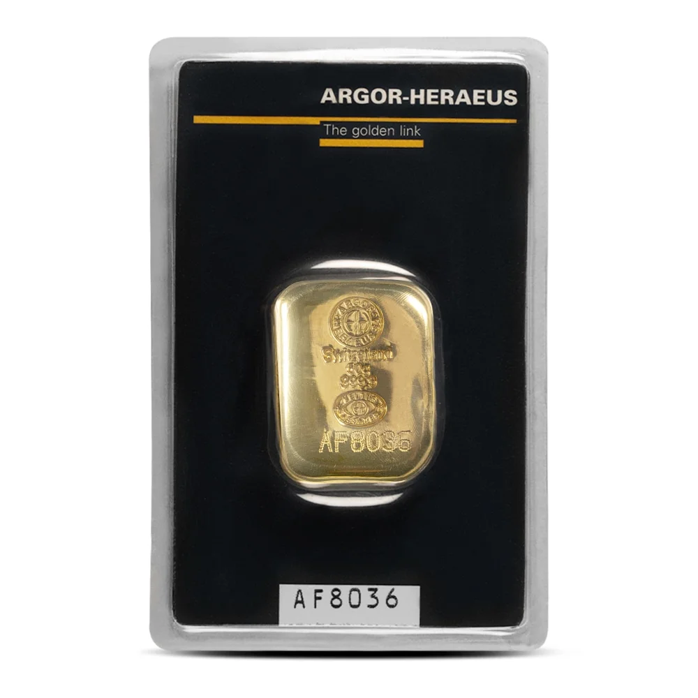 50g Argor Heraeus Cast Gold Bar